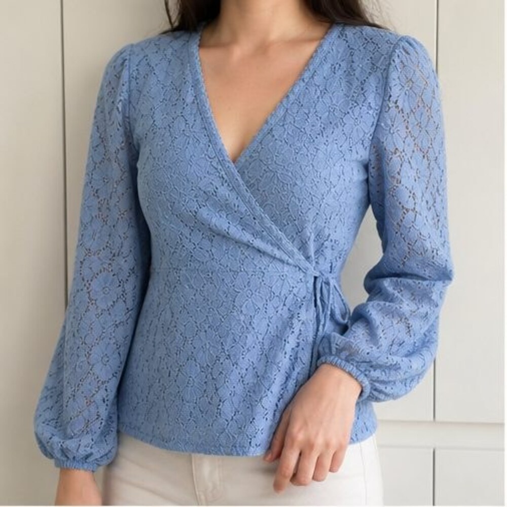 Blue Ruffle Blouse - Picture 2 of 6